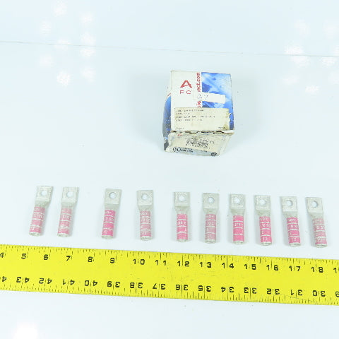 Burndy YA25 1/0 AWG Long Barrel 5/16" Compression Stud Lug Lot Of 10