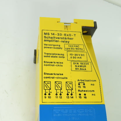 Turck MS14-33 Ex0-T Multi-Safe Amplifier Relay Module 120VAC