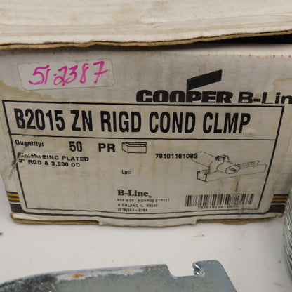 Cooper B2015 3" Strut Clamp Zinc Steel Lot Of 40 Pairs Missing Screws See Info.