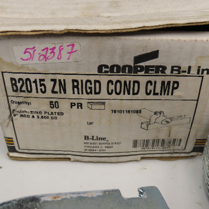 Cooper B2015 3" Strut Clamp Zinc Steel Lot Of 40 Pairs Missing Screws See Info.