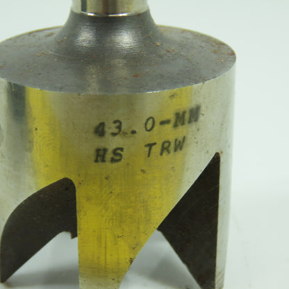 Greenfield 43mm Hole Cutter W/ 1/4" Pilot HS TRW 1/2" Shank 5-Flute