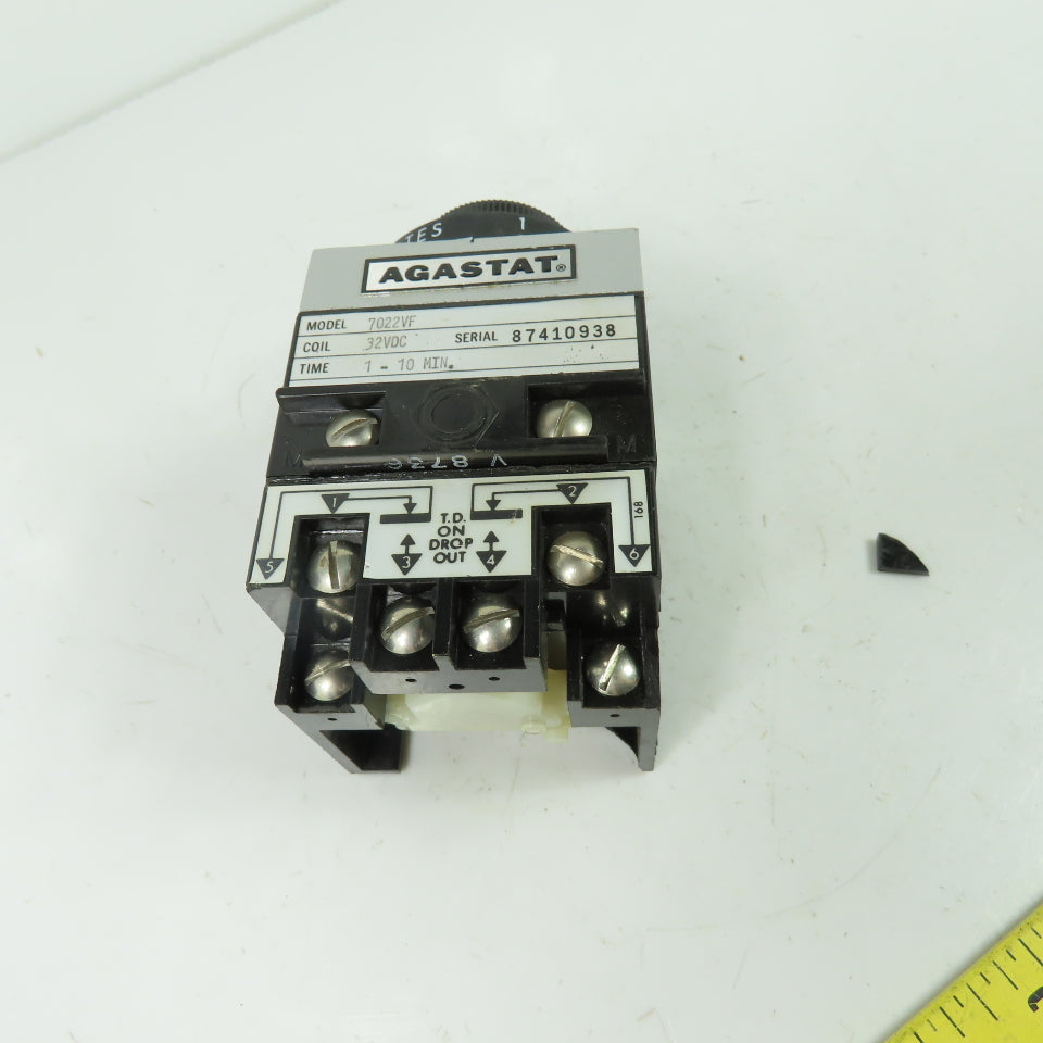 Agastat 7022VF Pneumatic Timing Relay 32VDC Coil 1-10 Min