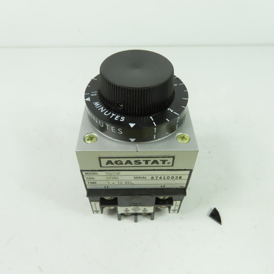 Agastat 7022VF Pneumatic Timing Relay 32VDC Coil 1-10 Min