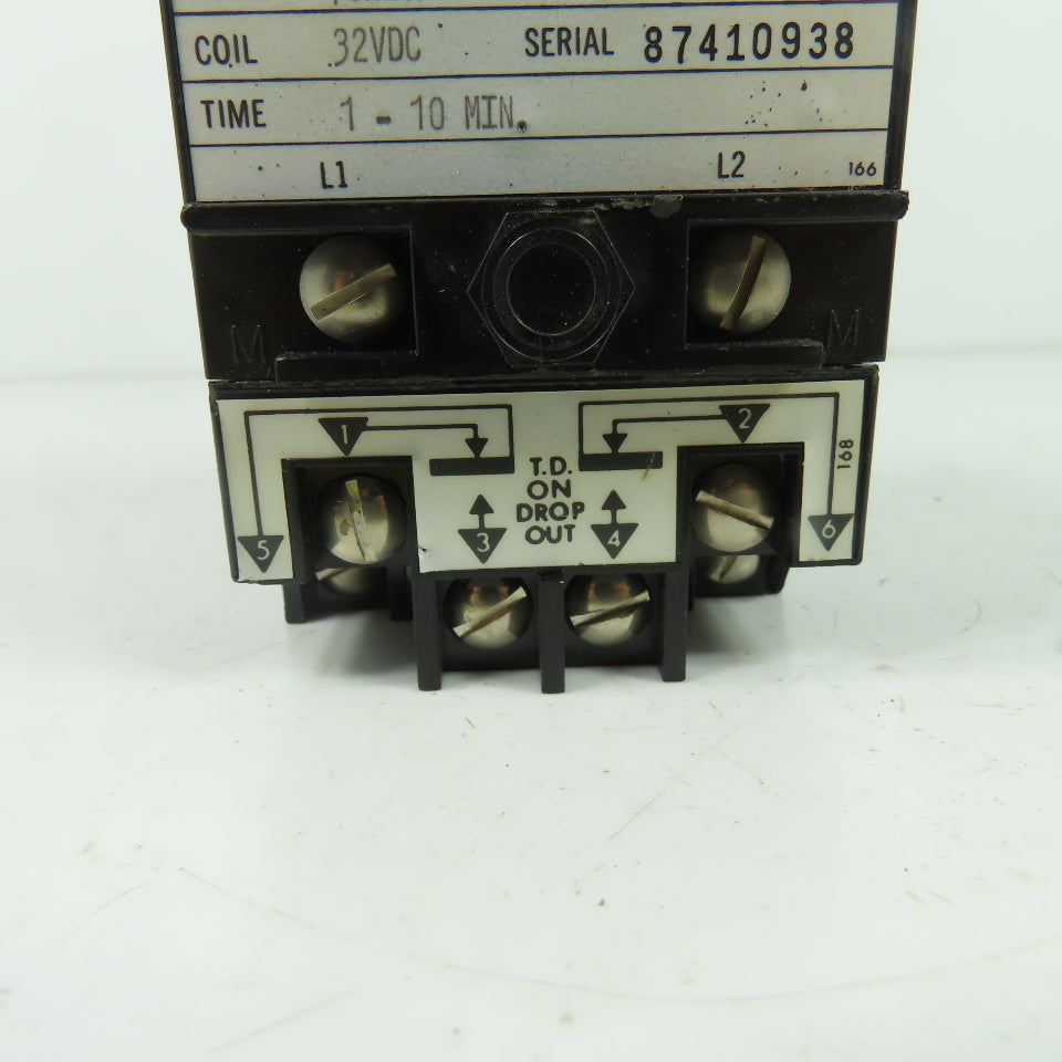 Agastat 7022VF Pneumatic Timing Relay 32VDC Coil 1-10 Min