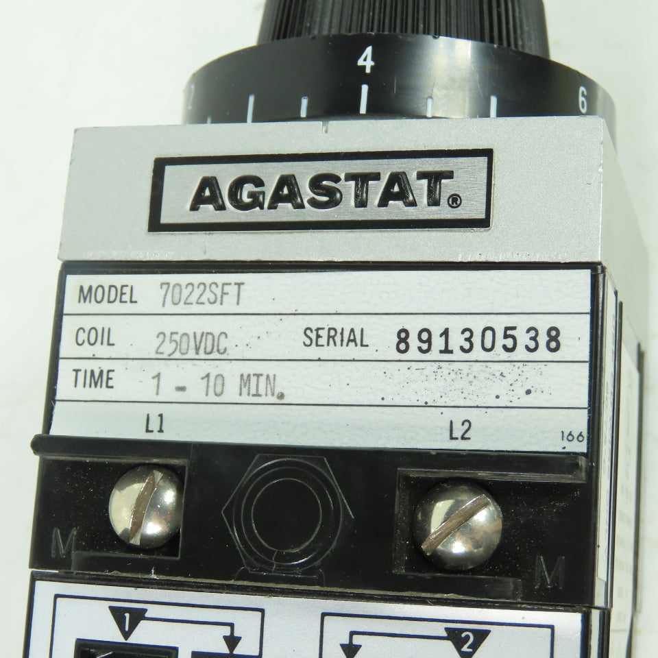 Agastat 7022FT Pneumatic Timing Relay 250VDC Coil 1-10 Min