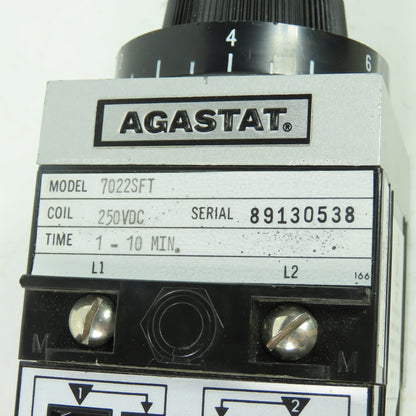 Agastat 7022FT Pneumatic Timing Relay 250VDC Coil 1-10 Min