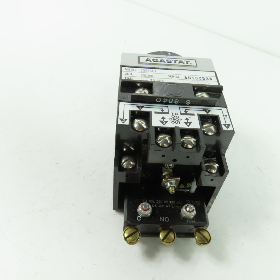 Agastat 7022FT Pneumatic Timing Relay 250VDC Coil 1-10 Min