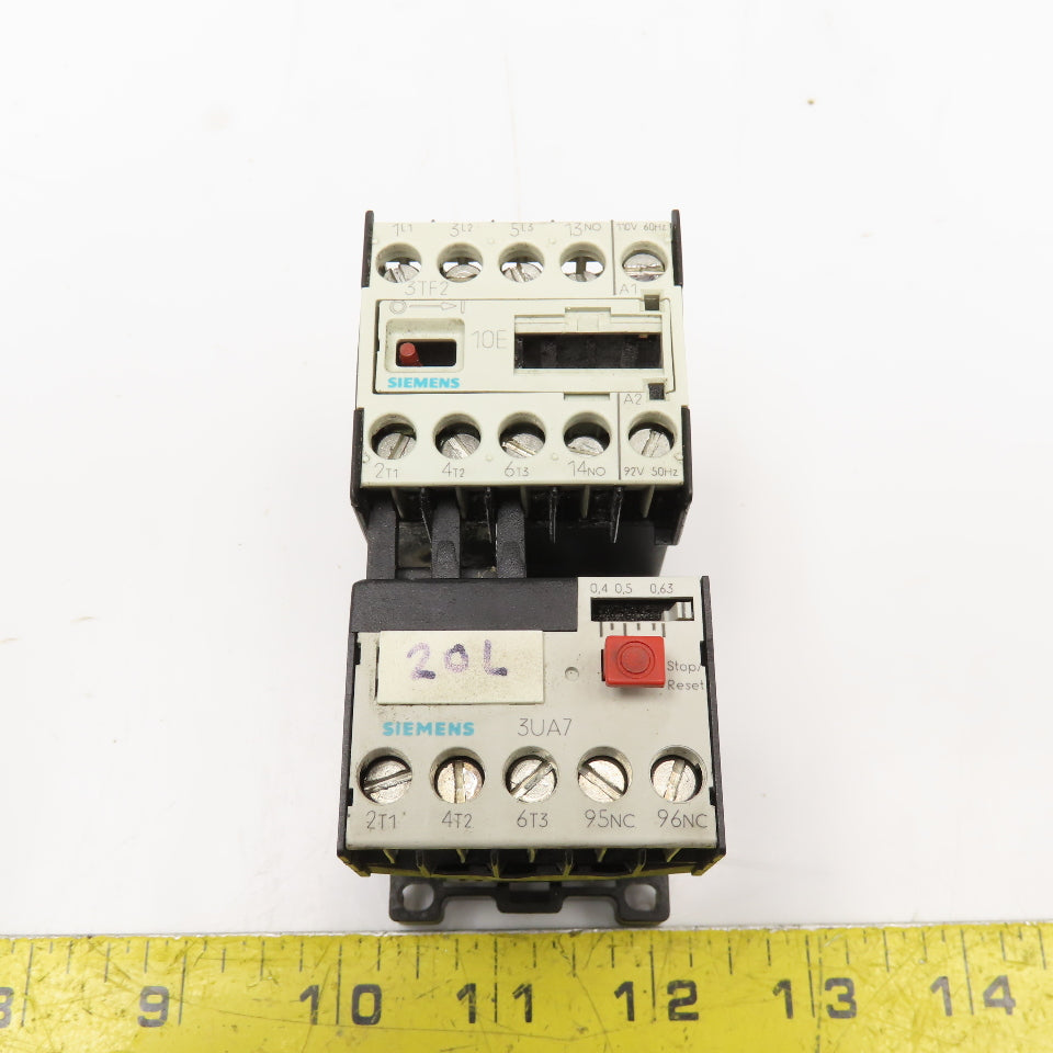 Siemens 3TF2010-0AG1 600V 16A 3Ph 5Hp Max Contactor W/0.4-0.63A Overload