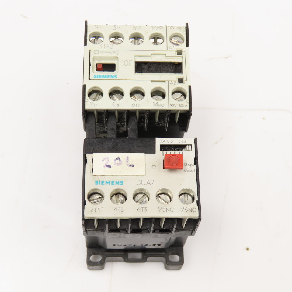 Siemens 3TF2010-0AG1 600V 16A 3Ph 5Hp Max Contactor W/0.4-0.63A Overload