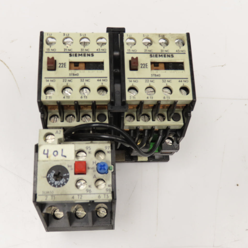 Siemens 3TD 10 17-0C Reversing Contactor 600V 7.5Hp Max .63-1A Trip 110V Coil