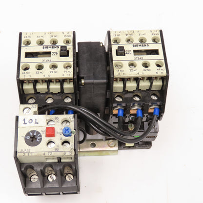 Siemens 3TB42 17-6E Reversing Contactor 600V 7.5Hp Max 6.3-10A Trip 110V Coil