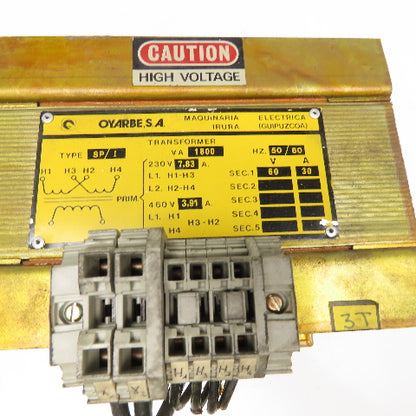 Oyarbe S,A SP/I 230/460V Primary 60V Secondary 1800VA Transformer