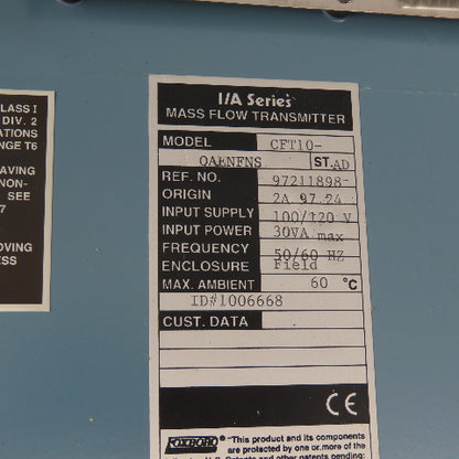 Foxboro CFT10-QAENFNS I/A Series Mass Flow Transmitter 120V 30VA