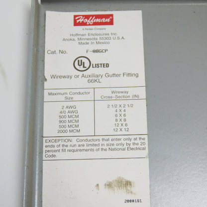 Hoffman F-88GCP 24" x 8" x 8" Steel Electrical Wireway Auxiliary Gutter