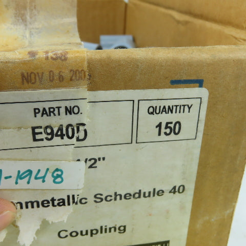Carlon E940D 1/2" x 1/2" Nonmetallic Schedule 40 PVC Coupling Lot Of 150