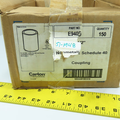 Carlon E940D 1/2" x 1/2" Nonmetallic Schedule 40 PVC Coupling Lot Of 150