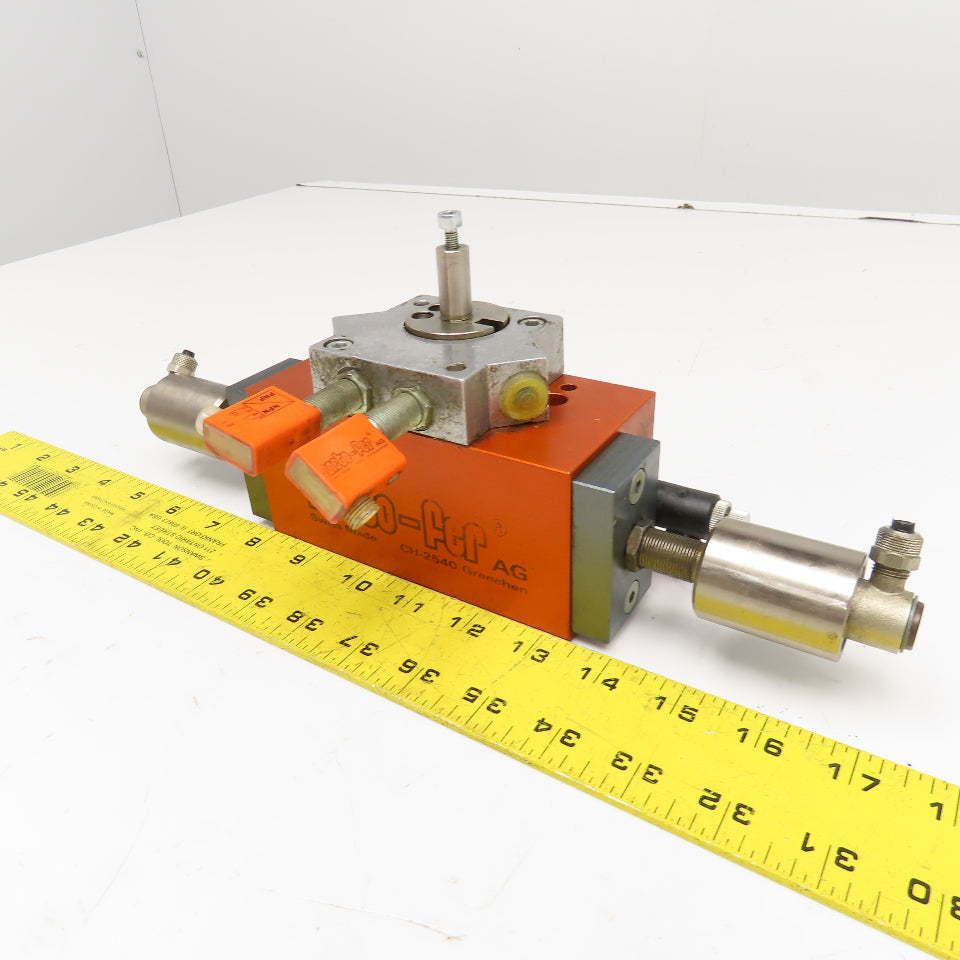 Meto-Fer Pneumatic Rotary Actuator Indexer 0-180° 12mm Shaft W/ Oil Cushion