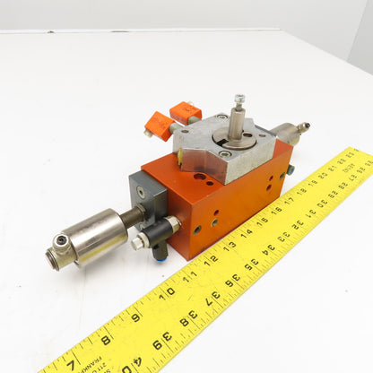 Meto-Fer Pneumatic Rotary Actuator Indexer 0-180° 12mm Shaft W/ Oil Cushion