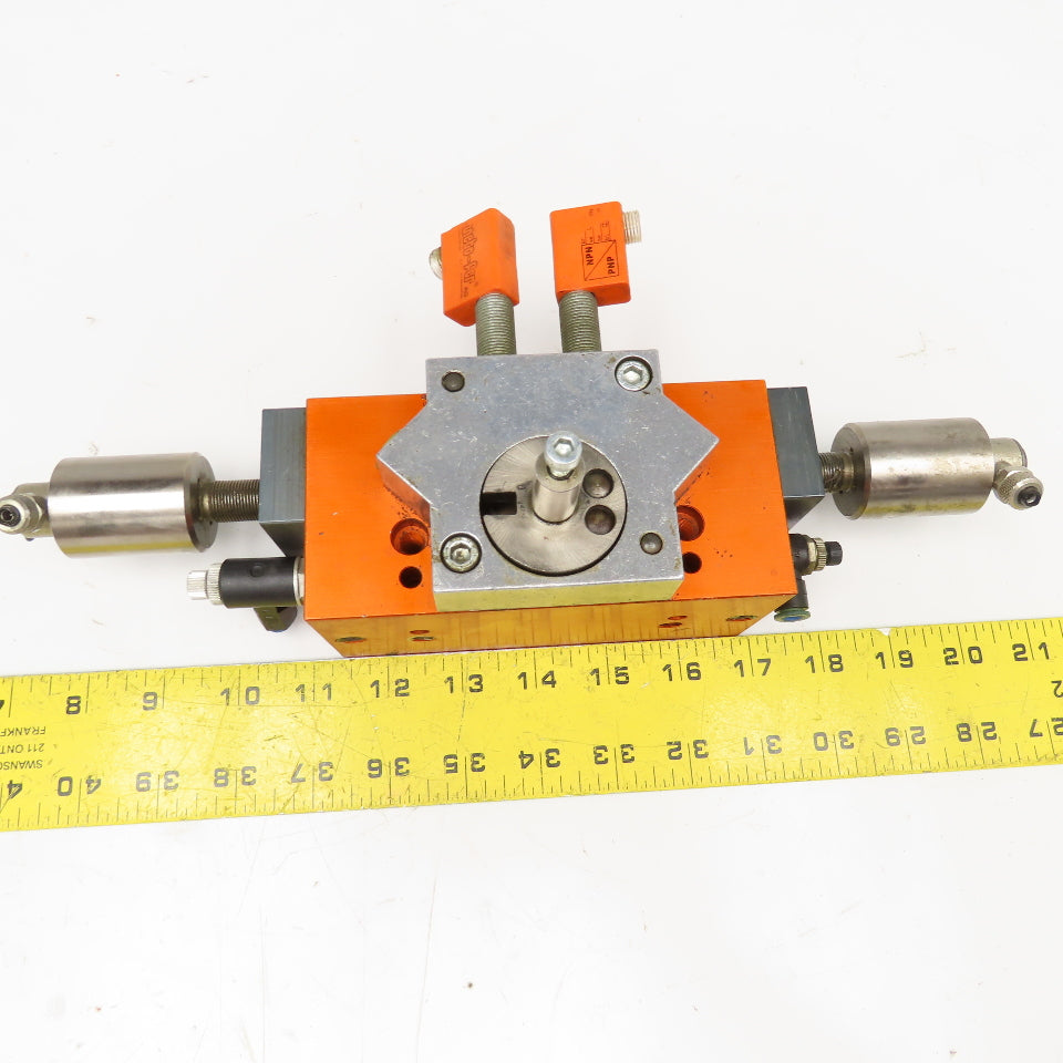 Meto-Fer Pneumatic Rotary Actuator Indexer 0-180° 12mm Shaft W/ Oil Cushion