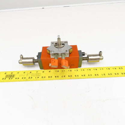 Meto-Fer Pneumatic Rotary Actuator Indexer 0-180° 12mm Shaft W/ Oil Cushion
