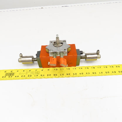 Meto-Fer Pneumatic Rotary Actuator Indexer 0-180° 12mm Shaft W/ Oil Cushion