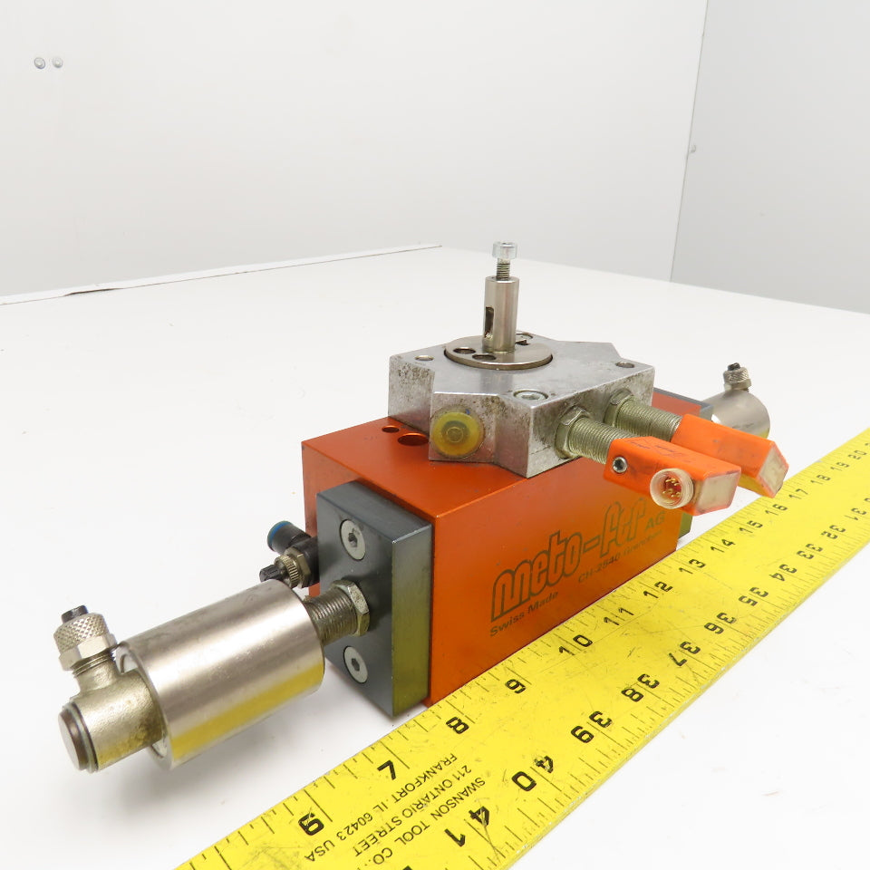 Meto-Fer Pneumatic Rotary Actuator Indexer 0-180° 12mm Shaft W/ Oil Cushion