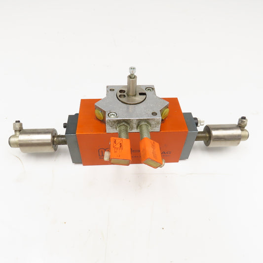 Meto-Fer Pneumatic Rotary Actuator Indexer 0-180° 12mm Shaft W/ Oil Cushion