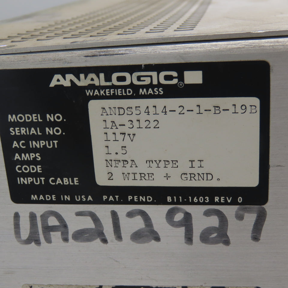 Analogic ANDS5414-2-1-B-19B Rev 0 Data Acquisition System 117V