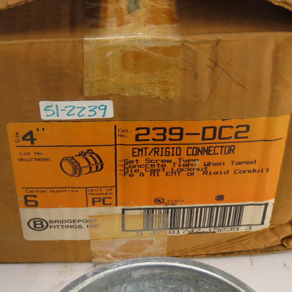 Bridgeport 239-DC2 4" Set Screw Rigid Conduit Connector Lot Of 6