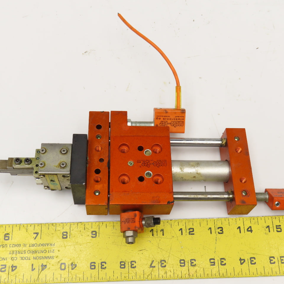 Meto-Fer 15mm Bore 50mm Stroke Pneumatic Linear Slide Actuator Parallel Gripper