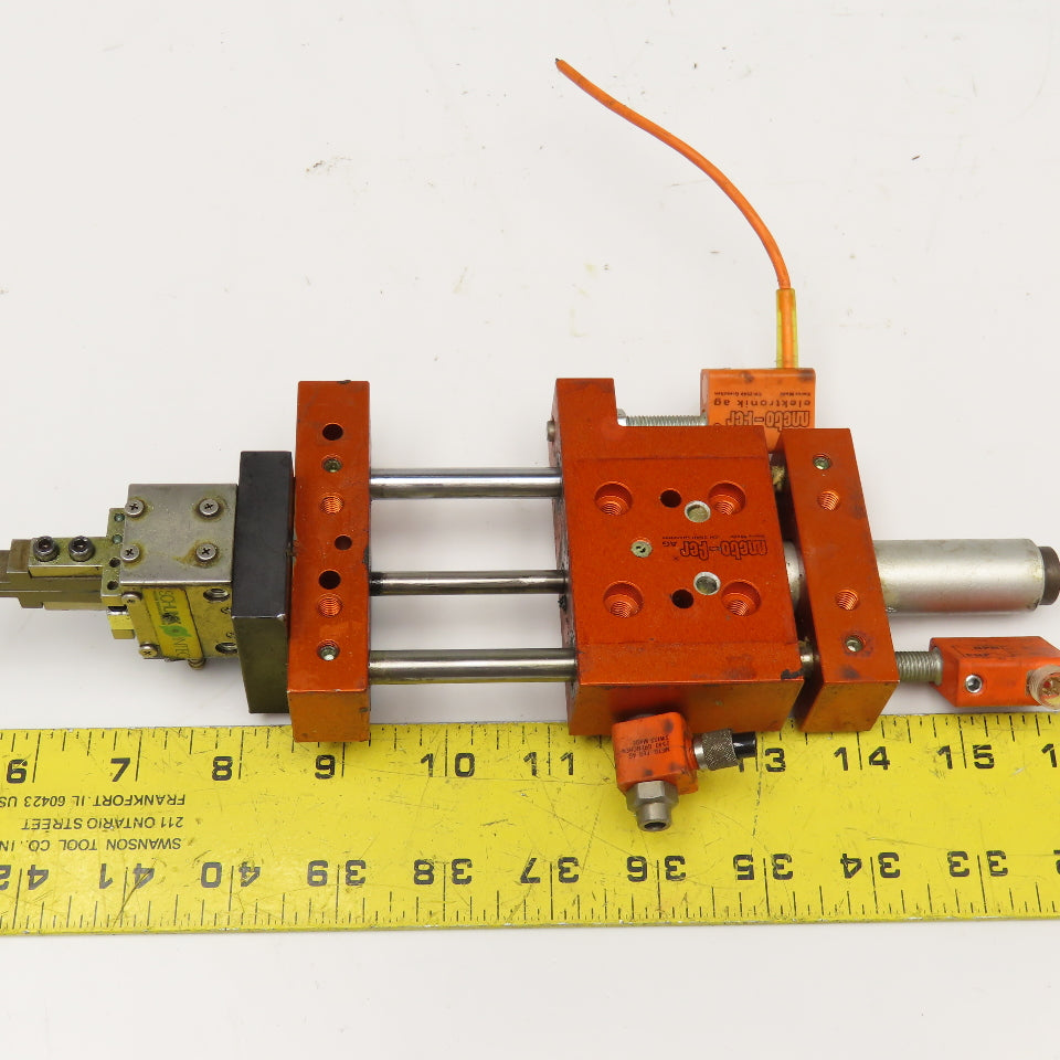 Meto-Fer 15mm Bore 50mm Stroke Pneumatic Linear Slide Actuator Parallel Gripper
