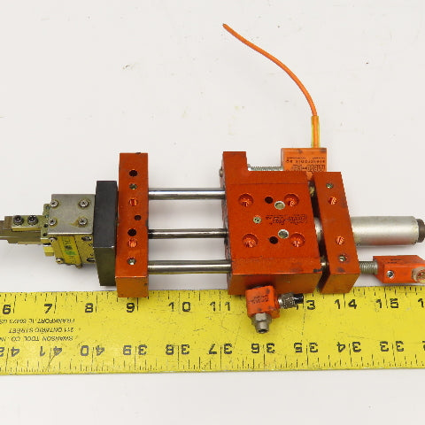 Meto-Fer 15mm Bore 50mm Stroke Pneumatic Linear Slide Actuator Parallel Gripper