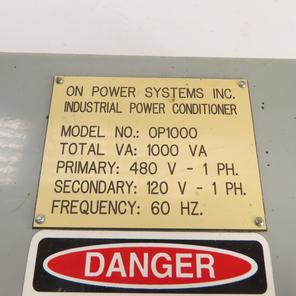 ON Power OP1000 1000VA Transformer Disconnect Conditioner Pri 480V Sec 120 1PH