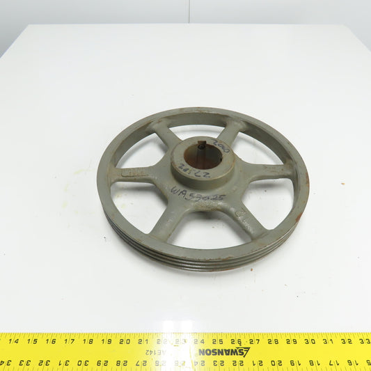3-Groove V-Belt Sheave Pulley 15" OD 2-11/16" Bore