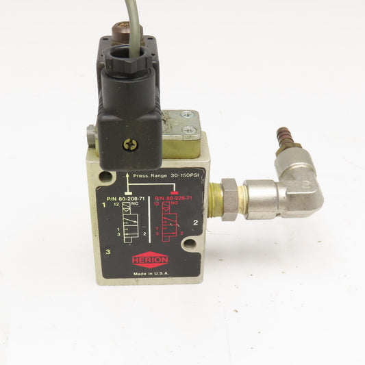 Herion 80-208-71 80-228-71 3/2 Position Solenoid Valve 30-150PSI 120V 1/2" NPT