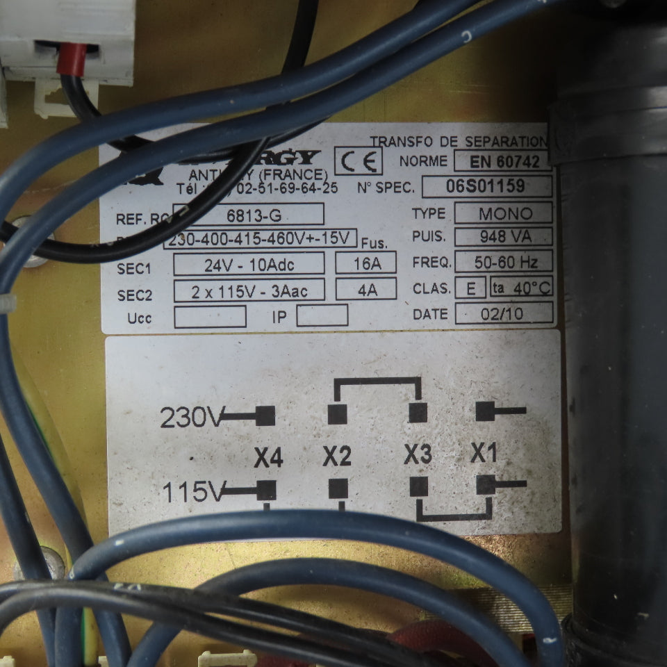 N Ergy 6813-G 948VA Transformer Pri 230-400-415-460 + - 15V Sec 24VDC 10A