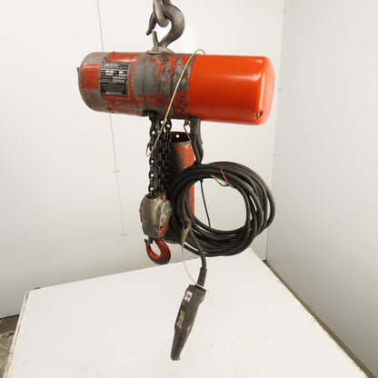 CM Lodestar Model H 1 Ton 2000LB Electric Chain Hoist 15' Lift 8FPM 230/460V 3PH