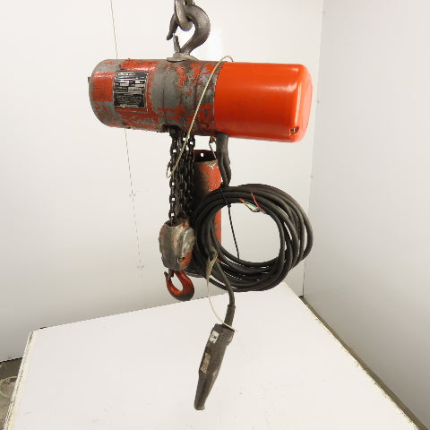 CM Lodestar Model H 1 Ton 2000LB Electric Chain Hoist 15' Lift 8FPM 230/460V 3PH
