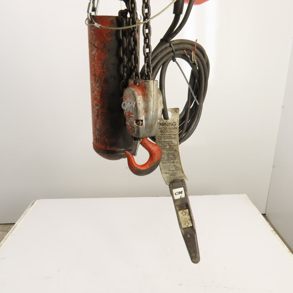 CM Lodestar Model H 1 Ton 2000LB Electric Chain Hoist 15' Lift 8FPM 230/460V 3PH