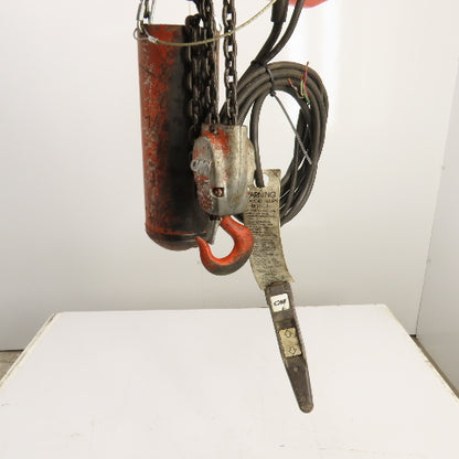 CM Lodestar Model H 1 Ton 2000LB Electric Chain Hoist 15' Lift 8FPM 230/460V 3PH