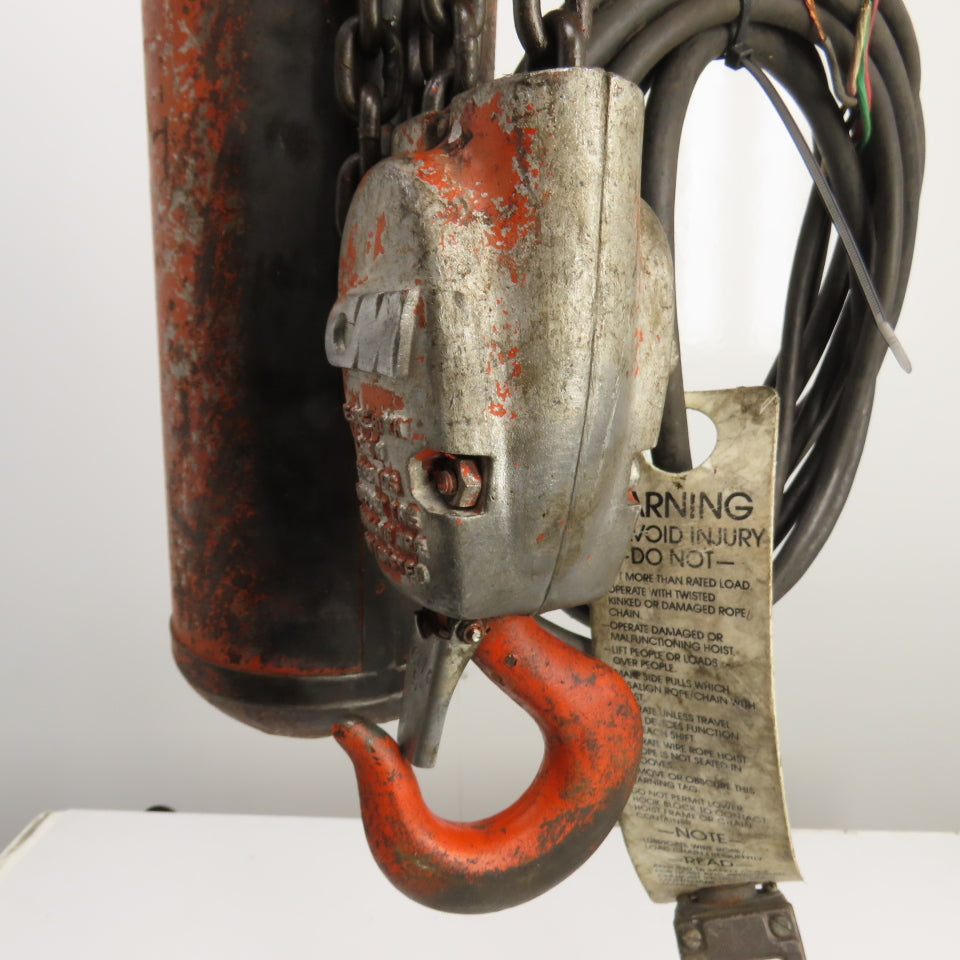 CM Lodestar Model H 1 Ton 2000LB Electric Chain Hoist 15' Lift 8FPM 230/460V 3PH
