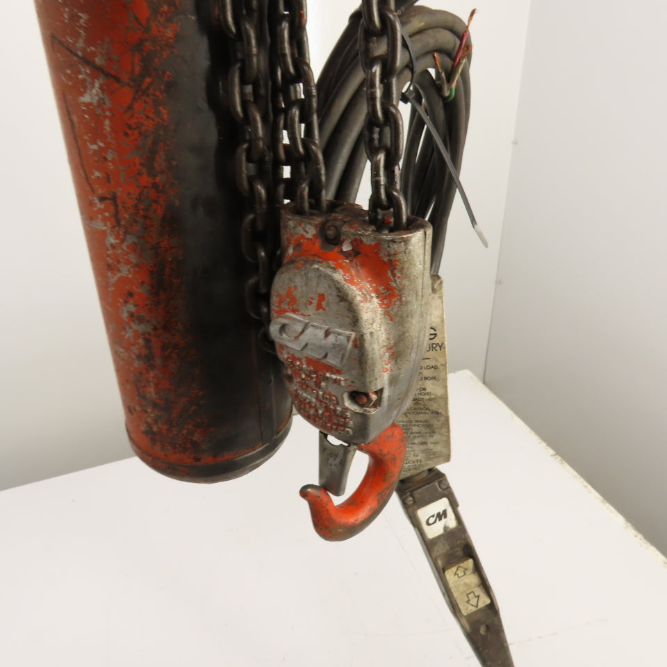 CM Lodestar Model H 1 Ton 2000LB Electric Chain Hoist 15' Lift 8FPM 230/460V 3PH