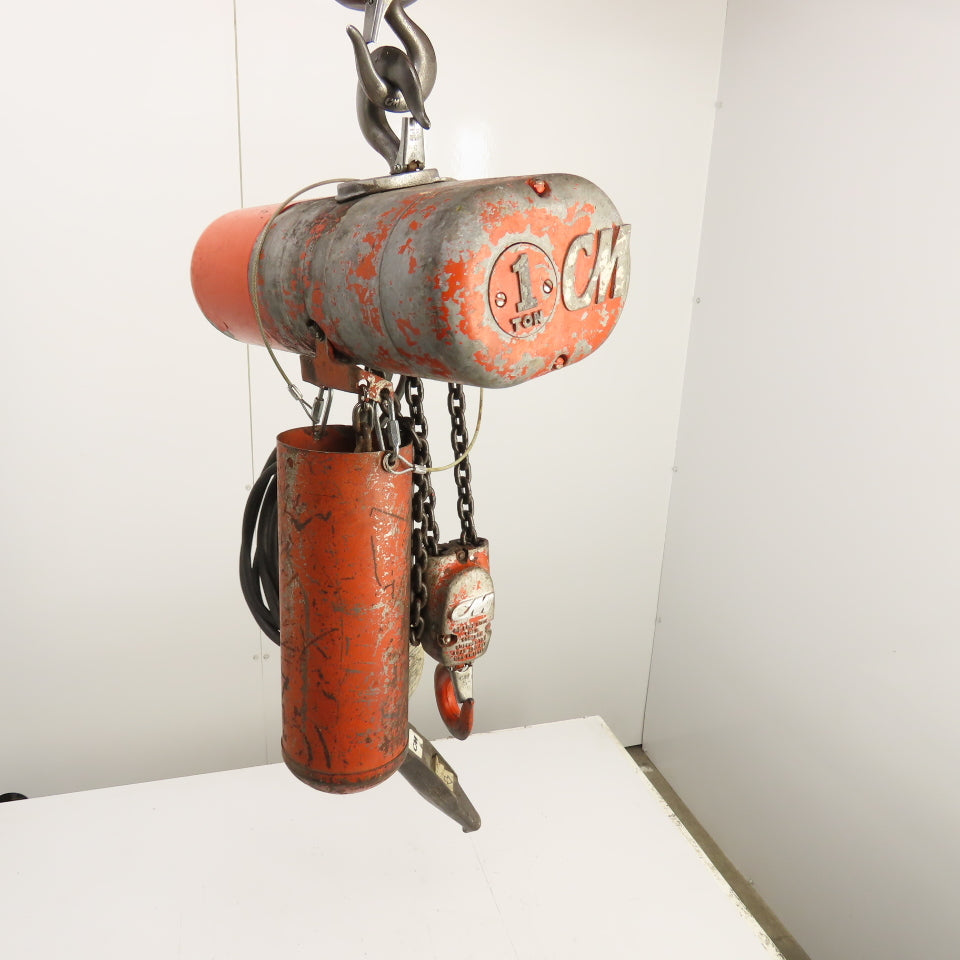 CM Lodestar Model H 1 Ton 2000LB Electric Chain Hoist 15' Lift 8FPM 230/460V 3PH