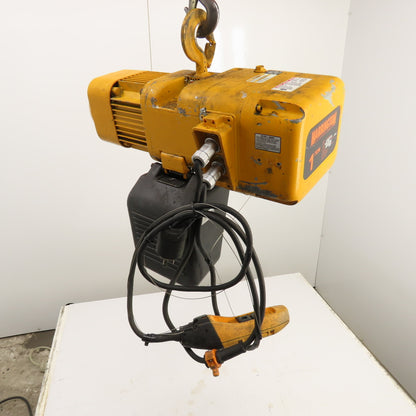 Harrington NER010L 1 Ton 2000LB Electric Chain Hoist 15' Lift 10FPM 230/460V 3PH