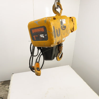 Harrington NER010L 1 Ton 2000LB Electric Chain Hoist 15' Lift 10FPM 230/460V 3PH