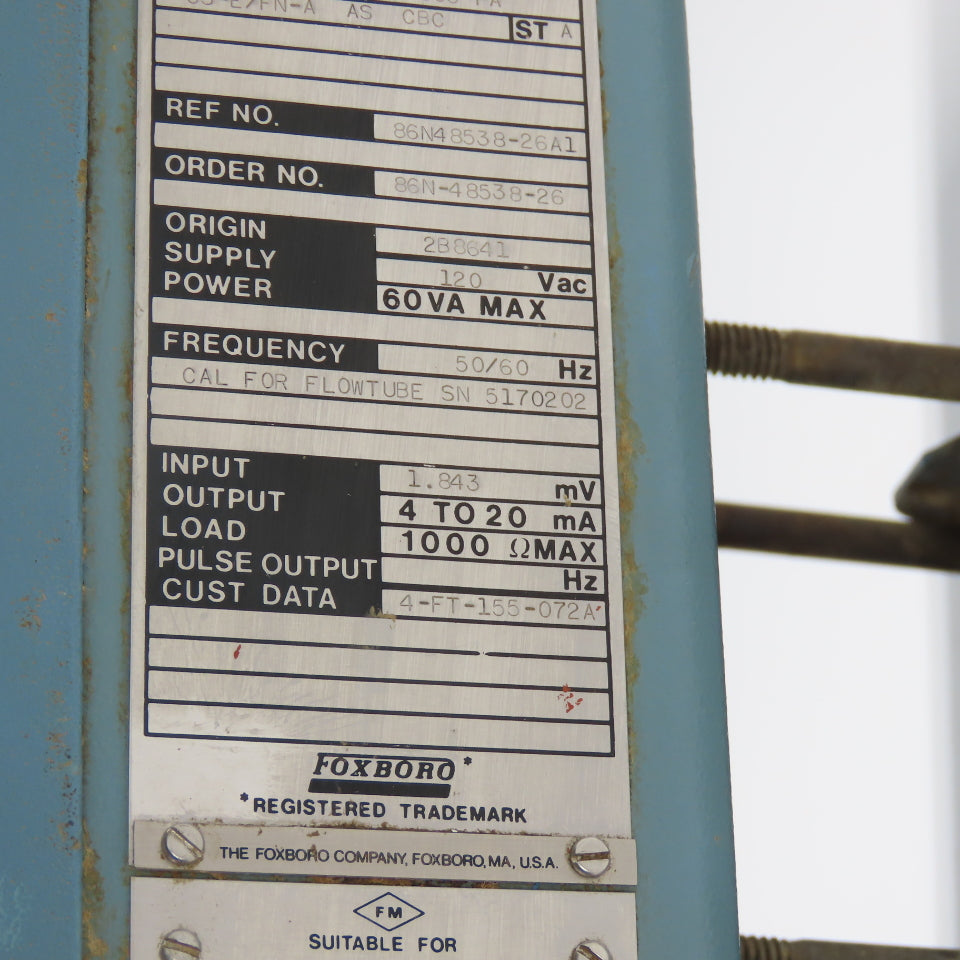 Foxboro 896-PA CS-E/FN-A Magnetic Flow Transmitter 120V 60VA 4-20mA ST A