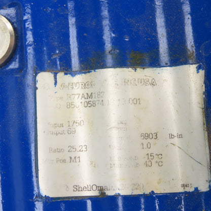 SEW-Eurodrive R77AM182 25.23 Ratio Inline Gear Reducer 69RPM Output 6903 LB Torq
