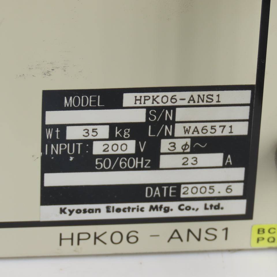 Kyosan HPK06-ANS1 DC Power Supply 200V 3Ph 50/60Hz 23A