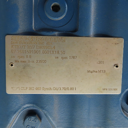 SEW-Eurodrive KT87/T R57 DRN90L4 2HP Gear Motor & Parallel Reducer 8.8RPM Out
