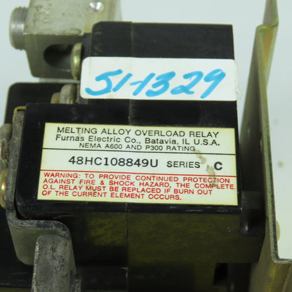 Furnas 48HC108849U Series C Melting Alloy Overload Relay 3-Pole H-49 Heaters